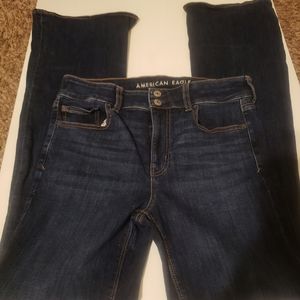 American eagle flare jeans dark wash size 10 long